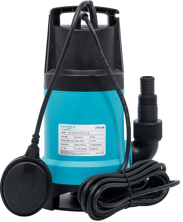 Насос дренажный Aquatica 0.55кВт Hmax 8м Qmax 180л/мин (773174) инструкция - изображение 6