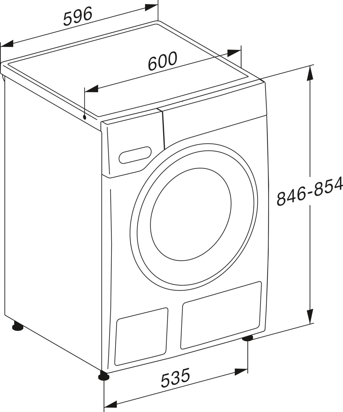 Miele WWB 360 WCS Габаритні розміри