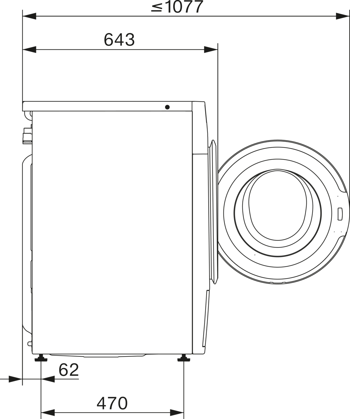 Miele WWB 360 WCS Габаритні розміри