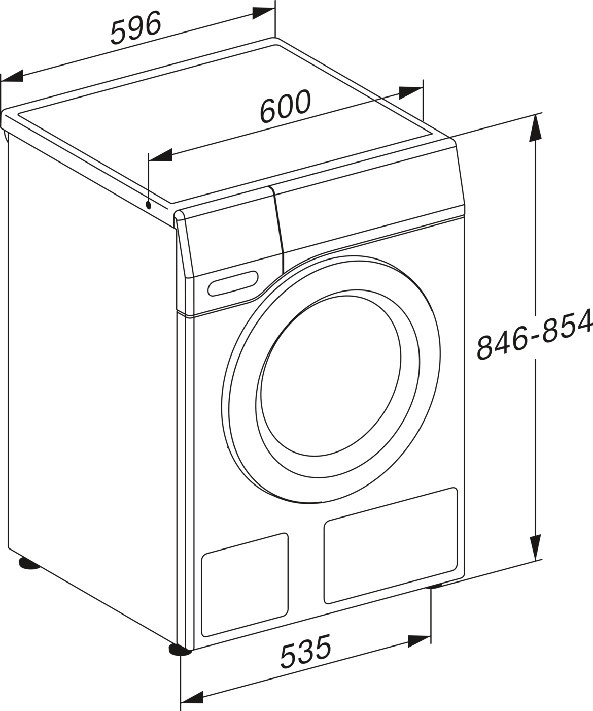 Miele WEI 865 WPS Габаритні розміри
