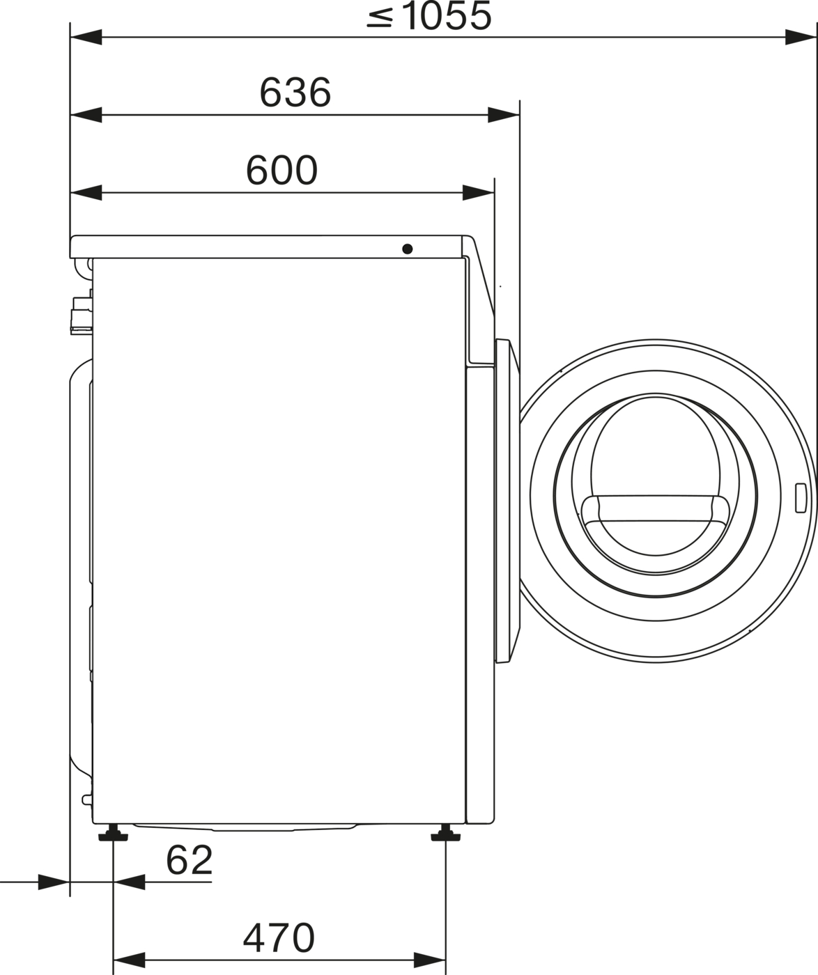 Miele WEI 865 WPS Габаритні розміри