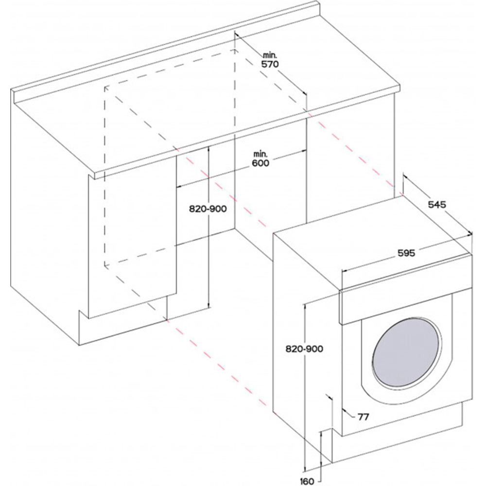 Whirlpool BI WDWG 75148 UA Габаритные размеры