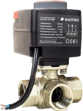 Кран с электроприводом Mastino PRO (трехходовой L-образный) 220В 1" цена 4190 грн - фотография 2