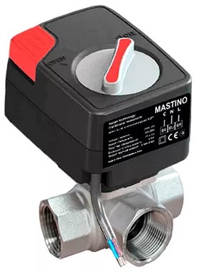 Кран с электроприводом Mastino PRO (трехходовой L-образный) 220В 1"