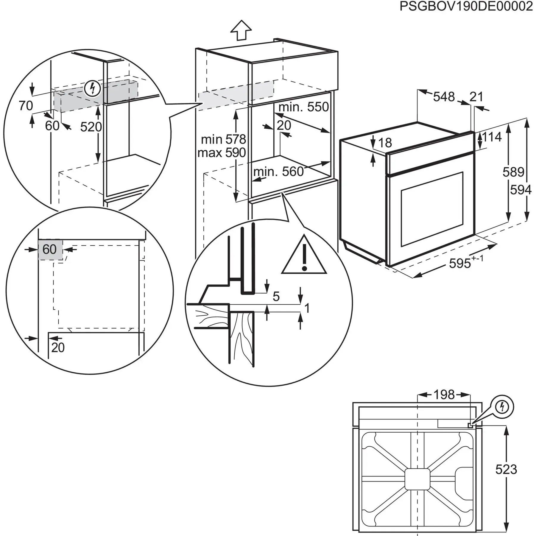 Electrolux EOH4P0PK Габаритные размеры