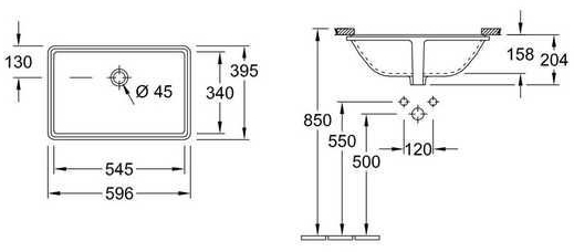 Villeroy&Boch Lunea 54,5x34x15,8 (51225301) Габаритні розміри