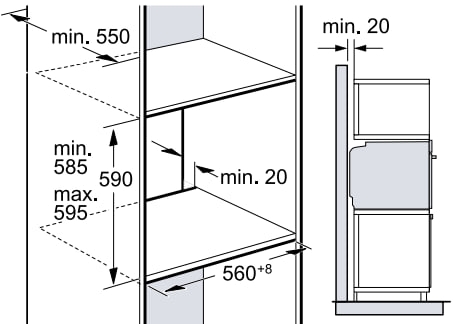 Bosch HUA736ER0 Габаритные размеры