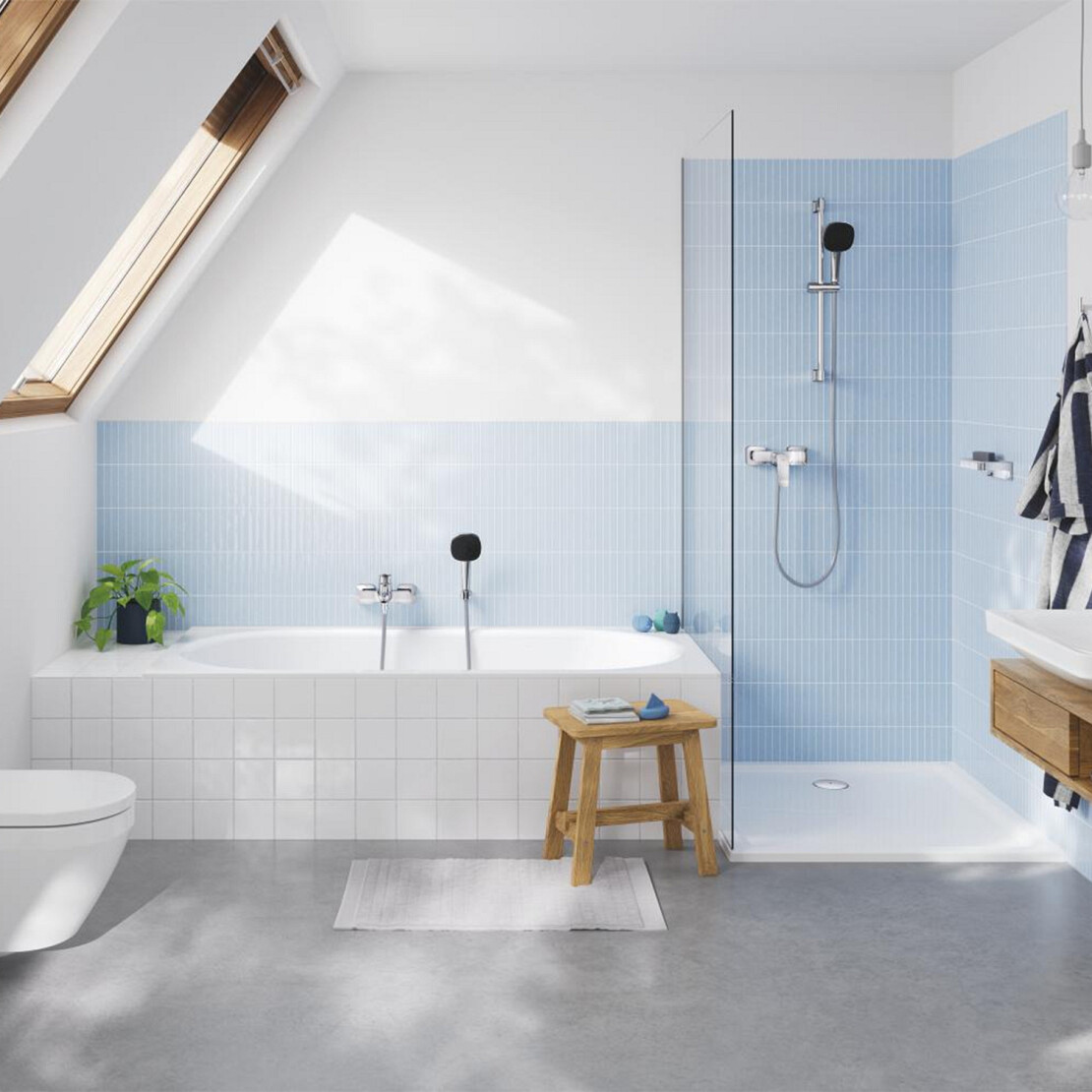 параметри Змішувач для ванни і душу Grohe Dice з Flex Vitalio Comfort 250 Cube UA203170101 - фотографія 21