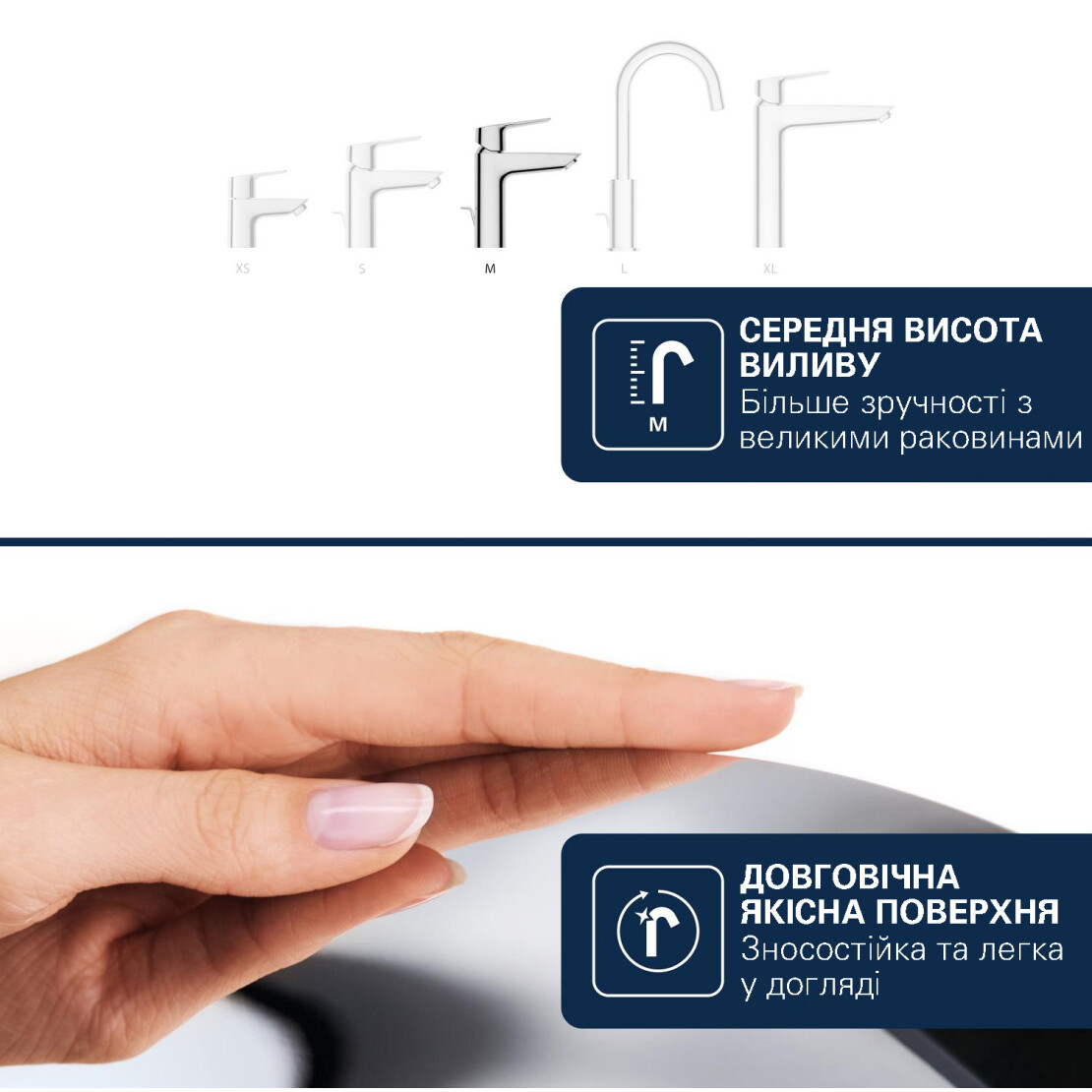 параметри Набір змішувачів Grohe Dice з QuickFix Vitalio Comfort Cube UA203101TM - фотографія 21