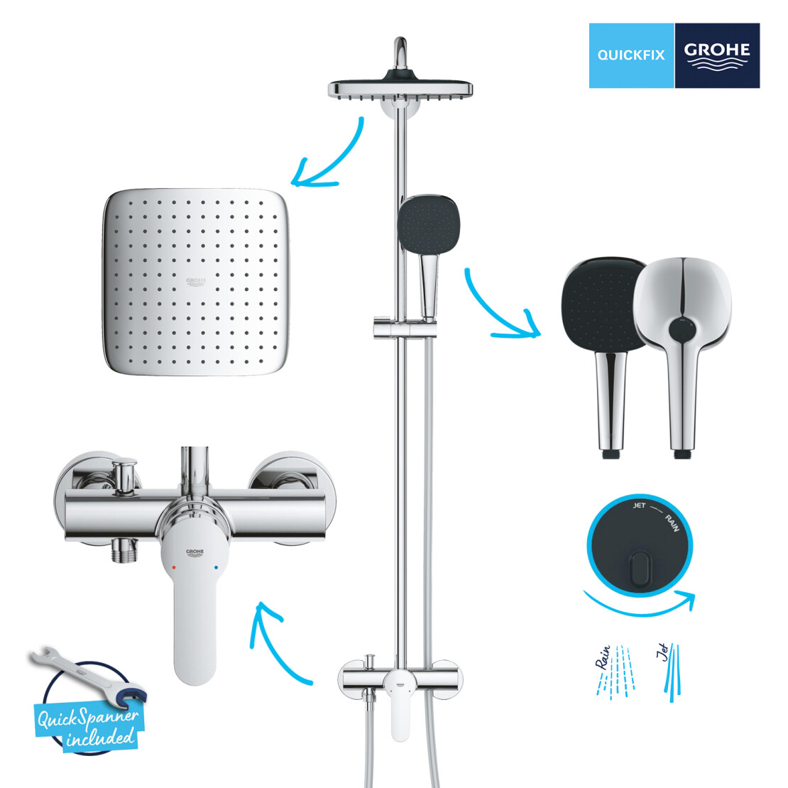 Душова система Grohe QuickFix Vitalio Comfort 26985001 з набором аксесуарів BF40961SC (2698540961BF) відгуки - зображення 5