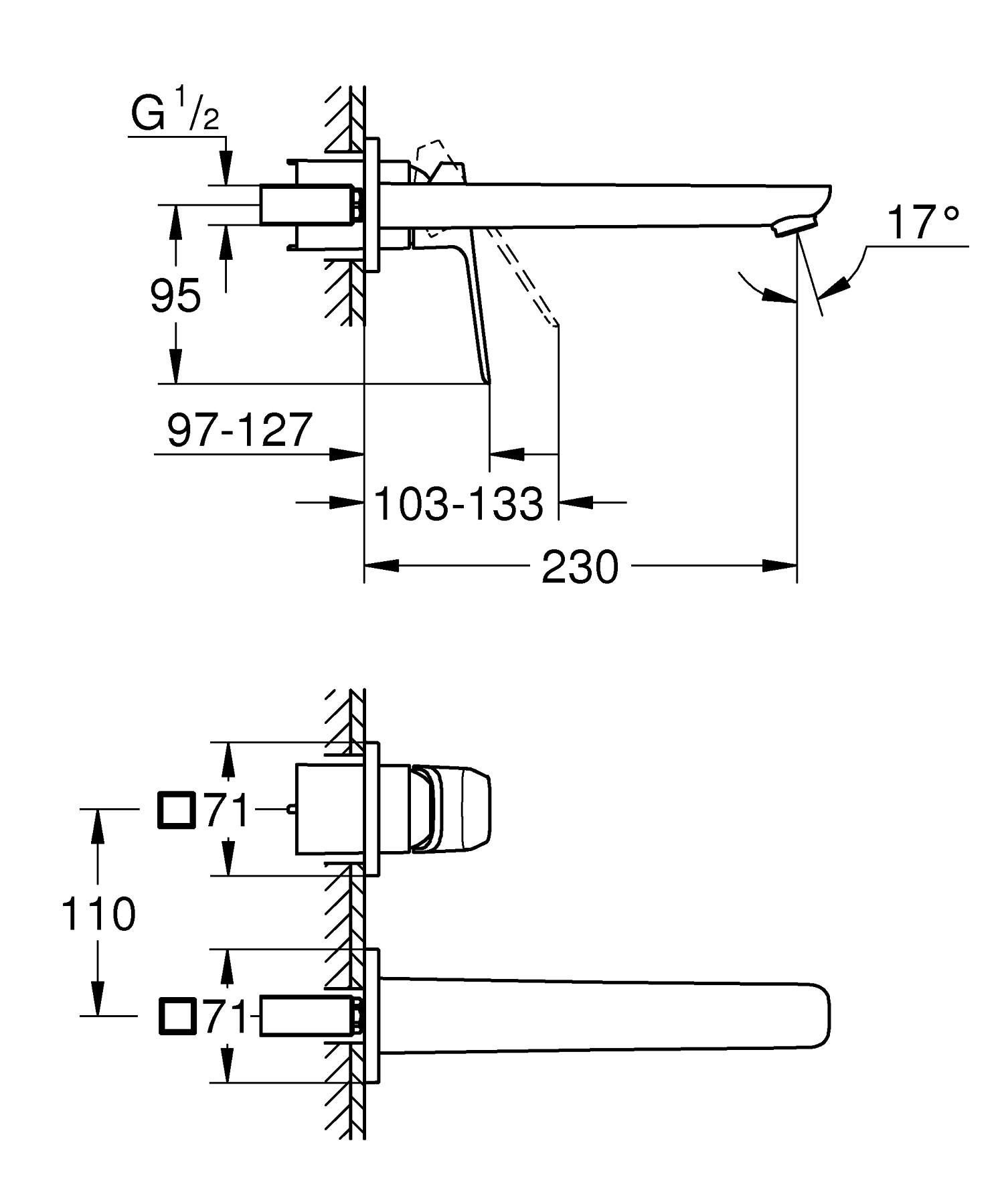 Grohe Cubeo L-Size 1017892430 Габаритные размеры