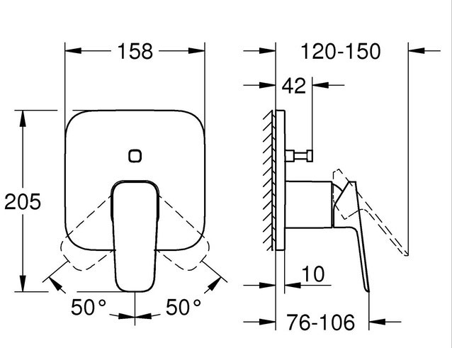 Grohe Cubeo 1017782430 Габаритные размеры