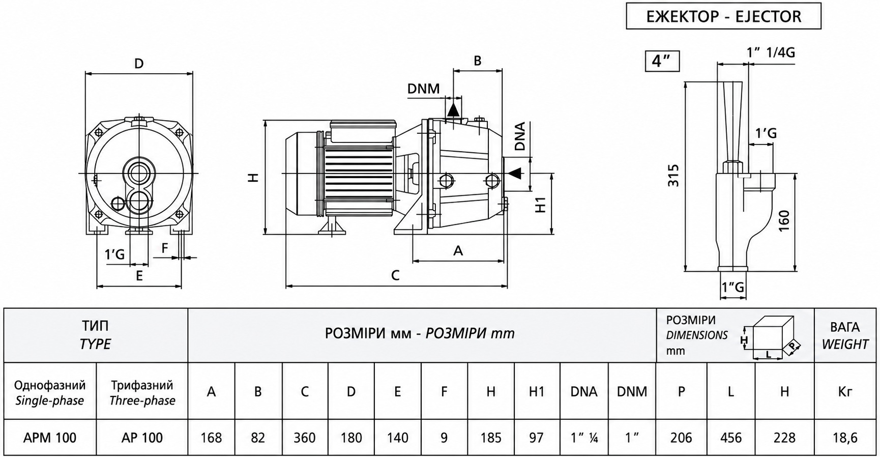 Speroni APM 100 (102200210) Габаритні розміри