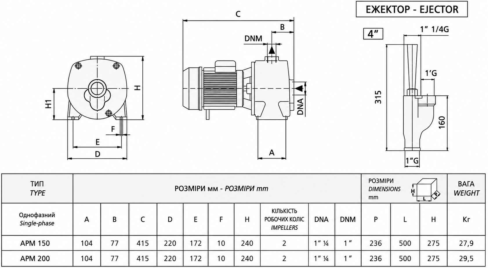 Speroni APM 200 (102200230) Габаритні розміри