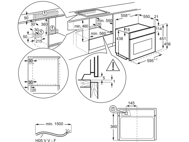 AEG NKK6N40KB Габаритные размеры