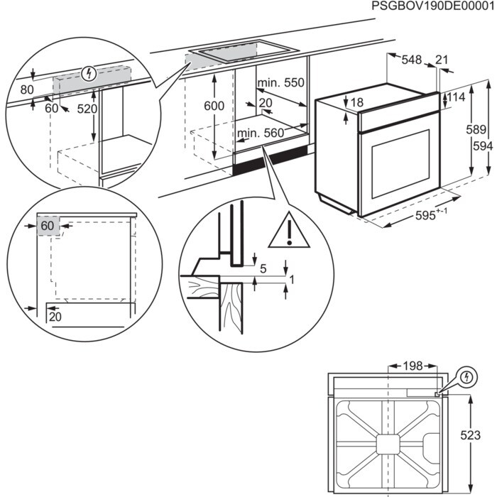 AEG NBU5P43PB Габаритные размеры