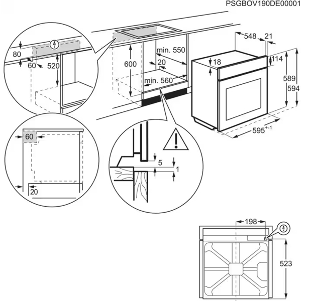 AEG NBX7P63KSB Габаритные размеры