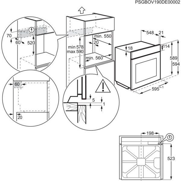 AEG NBX7P63KSB Габаритные размеры
