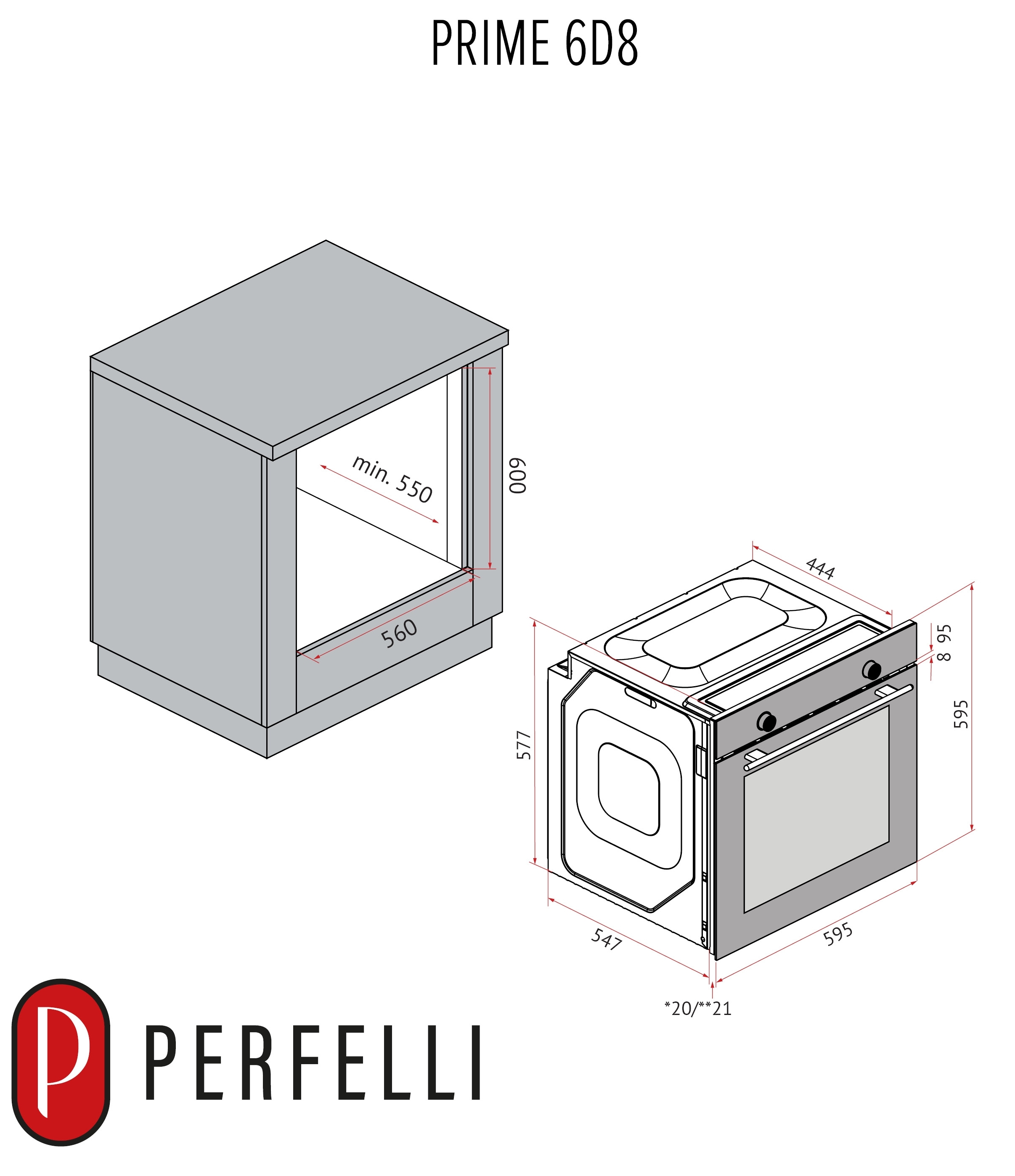 Perfelli Prime 6D8 Nero Габаритні розміри