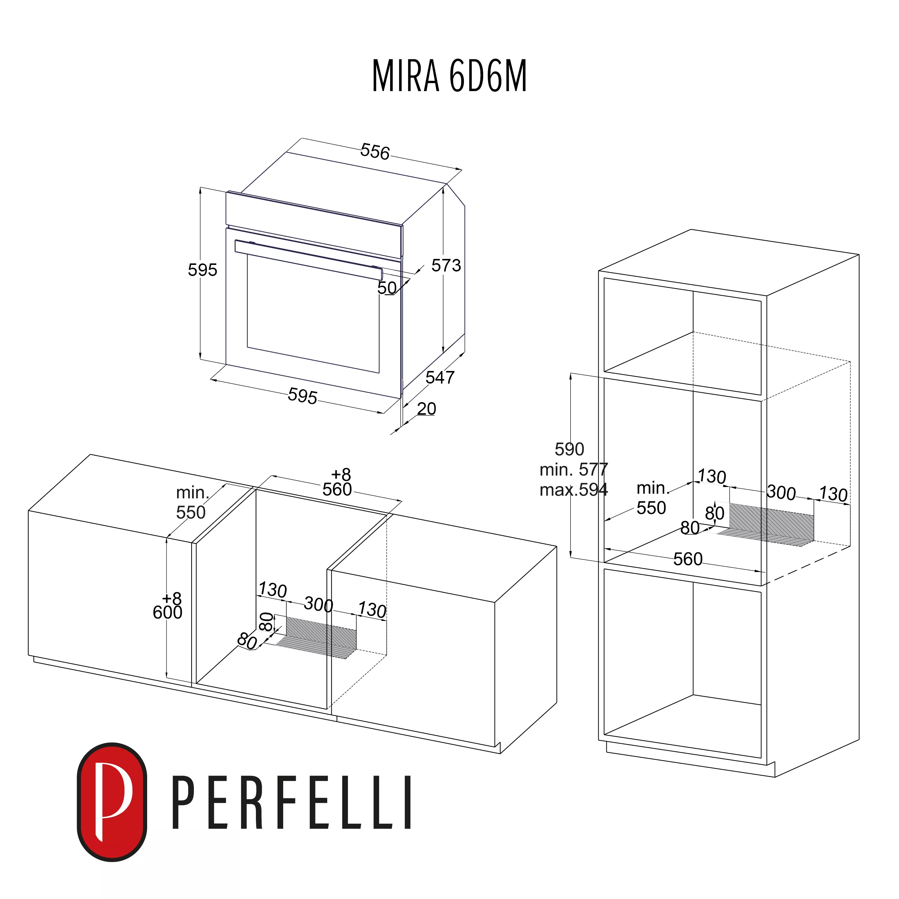 Perfelli Prime 6M8 Nero Габаритні розміри