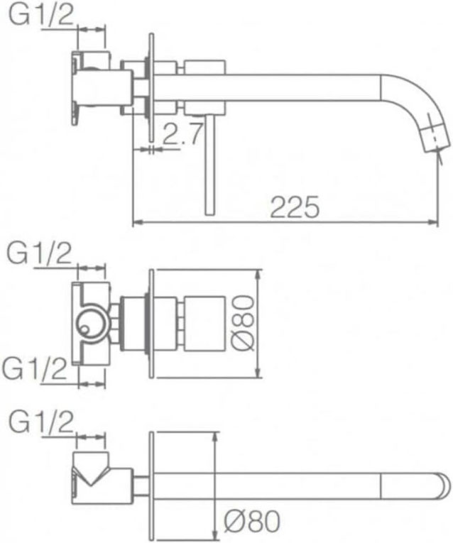Imex Milos Matt White GLIS045/BL Габаритные размеры