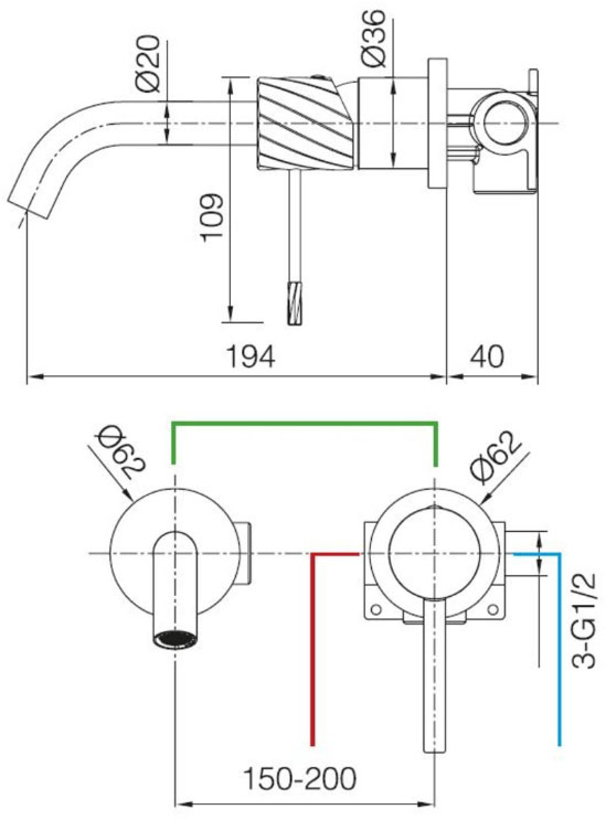 Imex Bless Brushed Nickel GLB063/NQ Габаритные размеры