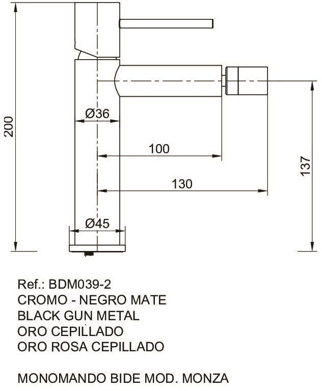 Imex Monza Matt Black BDM039-2NG Габаритные размеры