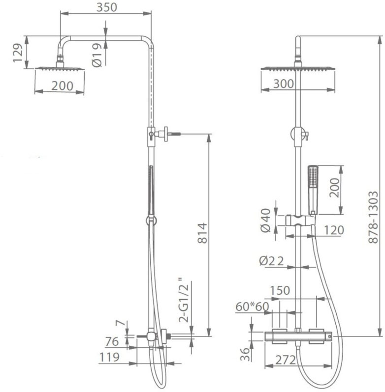 Imex Toscana Black Gun Metal BDT064/BGM Габаритні розміри