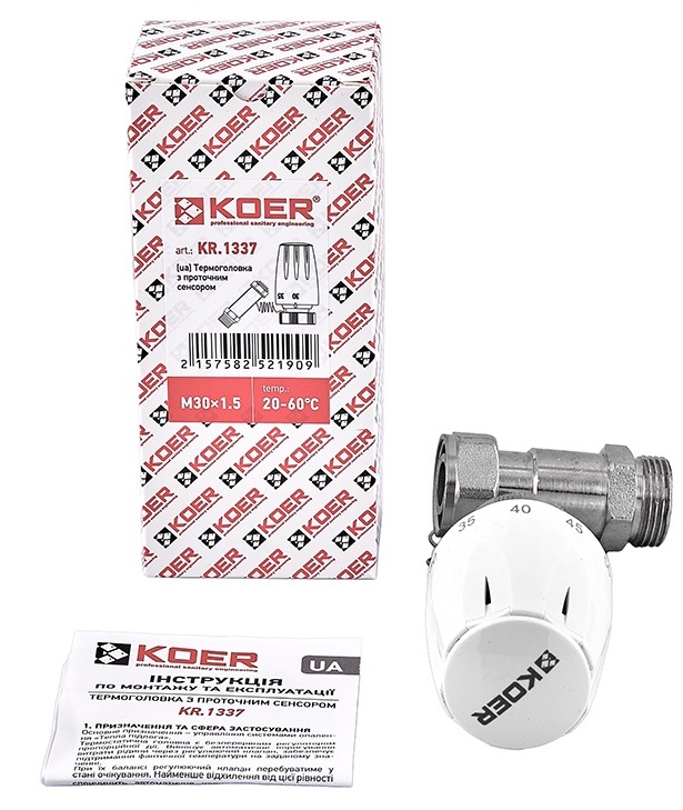 Термоголовка Koer KR.1337-M30x1.5 із проточним сенсором (KR5219) інструкція - зображення 6