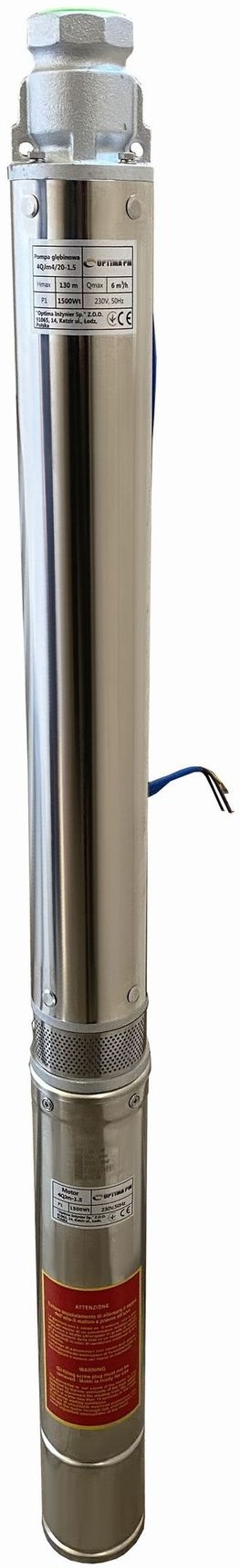 Скважинный насос Optima PM 4QJm4/20 + 1,5 м кабель (000017628)