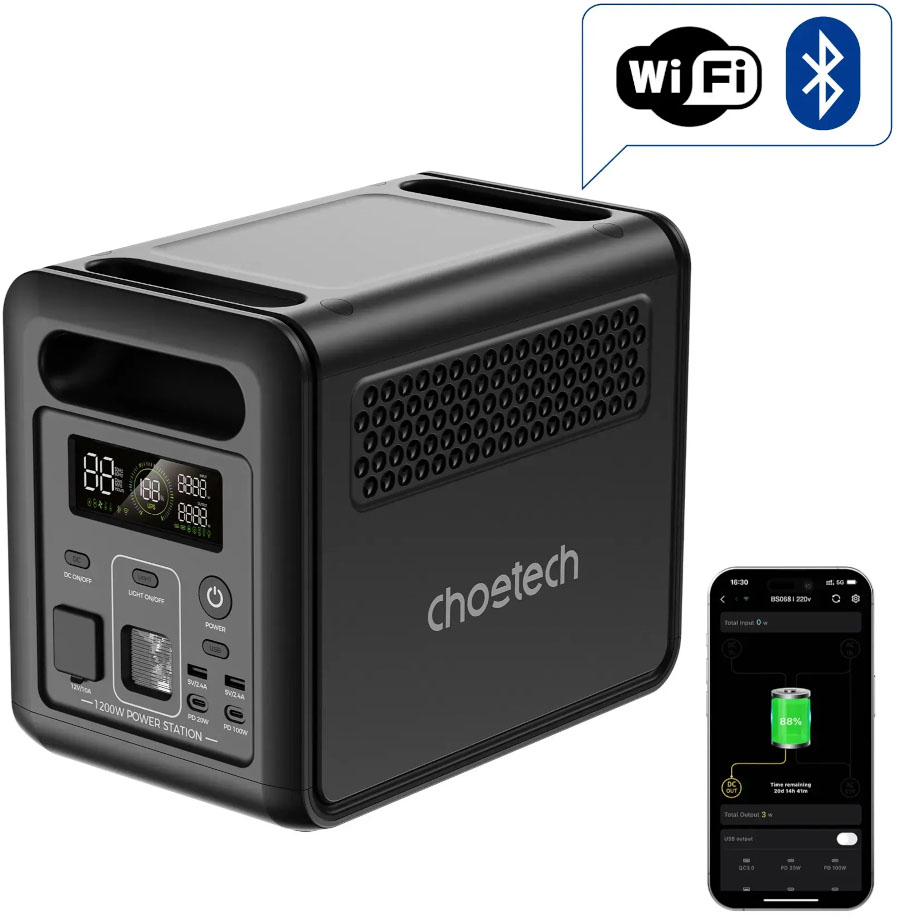 в продаже Портативная зарядная станция Choetech BS068 (BS068-EU-GY) 1200Вт / 1024Вт/час - фото 3