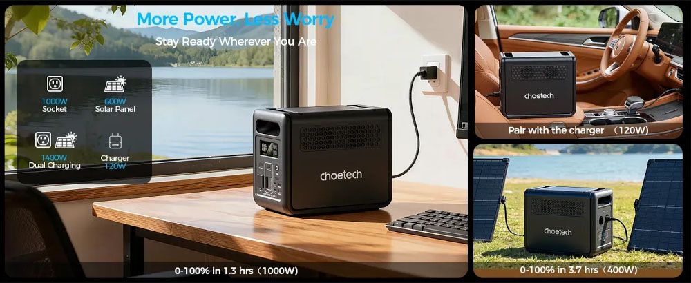 Портативная зарядная станция Choetech BS068 (BS068-EU-GY) 1200Вт / 1024Вт/час внешний вид - фото 9