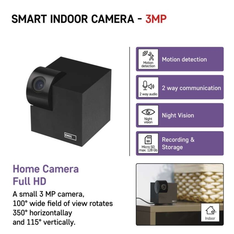 в продажу IP відеокамера Emos IP-110 Cube (H4061) - фото 3