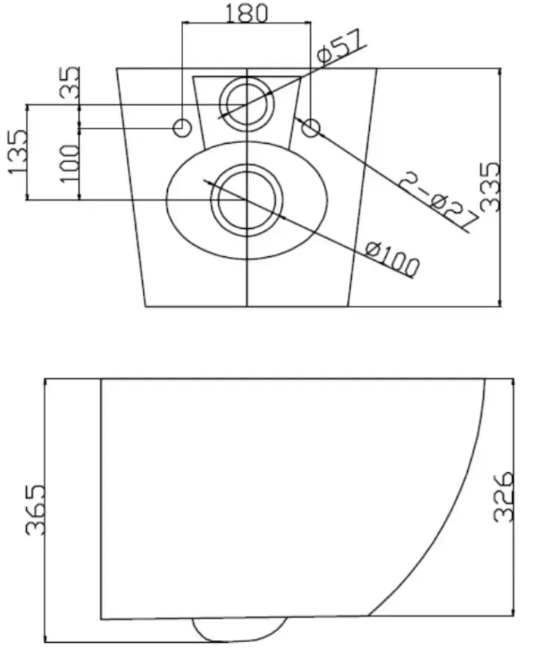 Ravak FrameCore Direct RKUC3000003 + Унітаз підвісний Ravak WC Concept Oval RimOFF RKUM000009 з сидінням Soft Close (RKUSET8001) Габаритні розміри