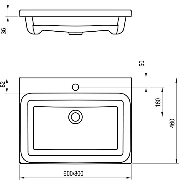 Ravak Comfort 600 (XJX01260001) Габаритные размеры