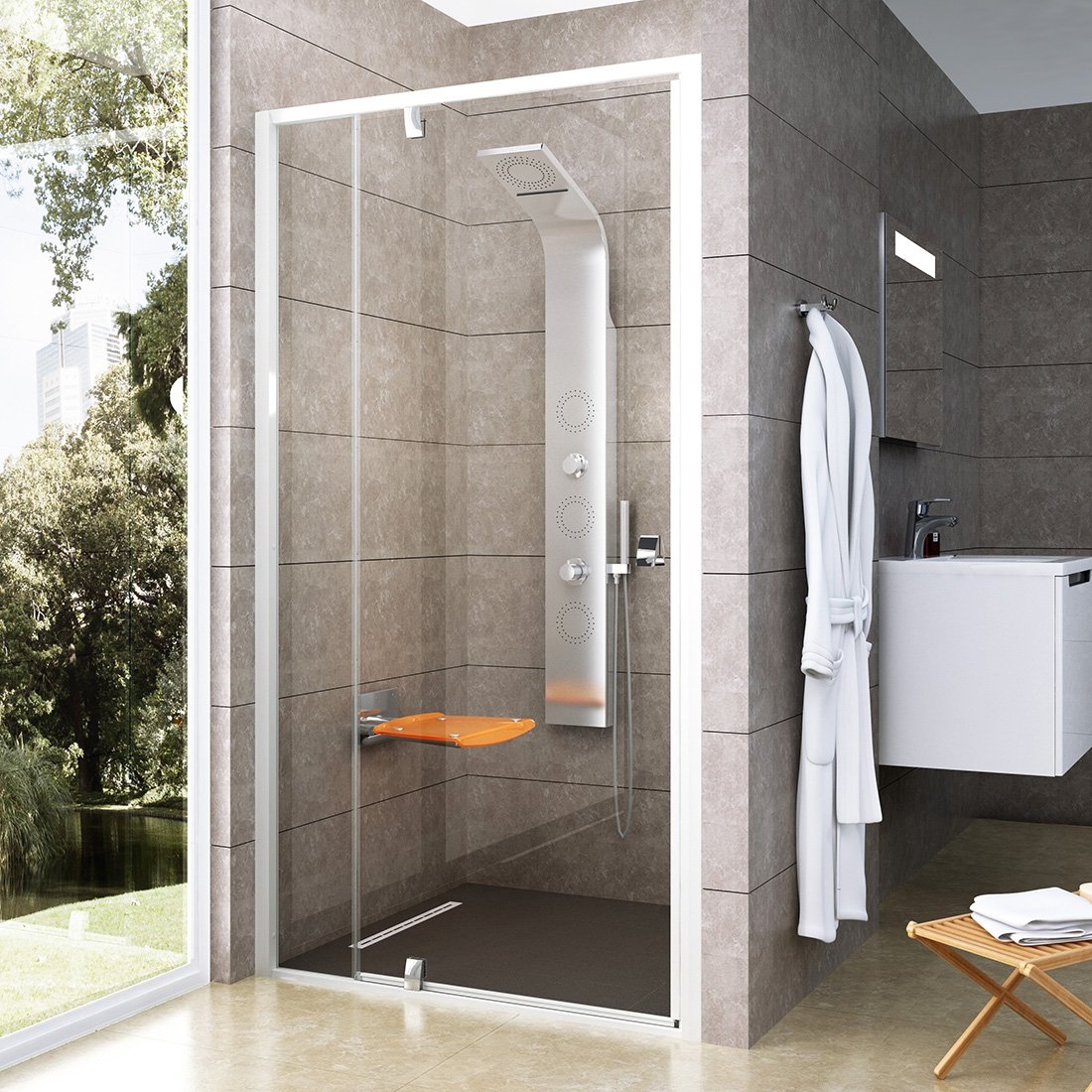 Душові двері Ravak Pivot PDOP2-100 білий Transparent (03GA0100Z1)