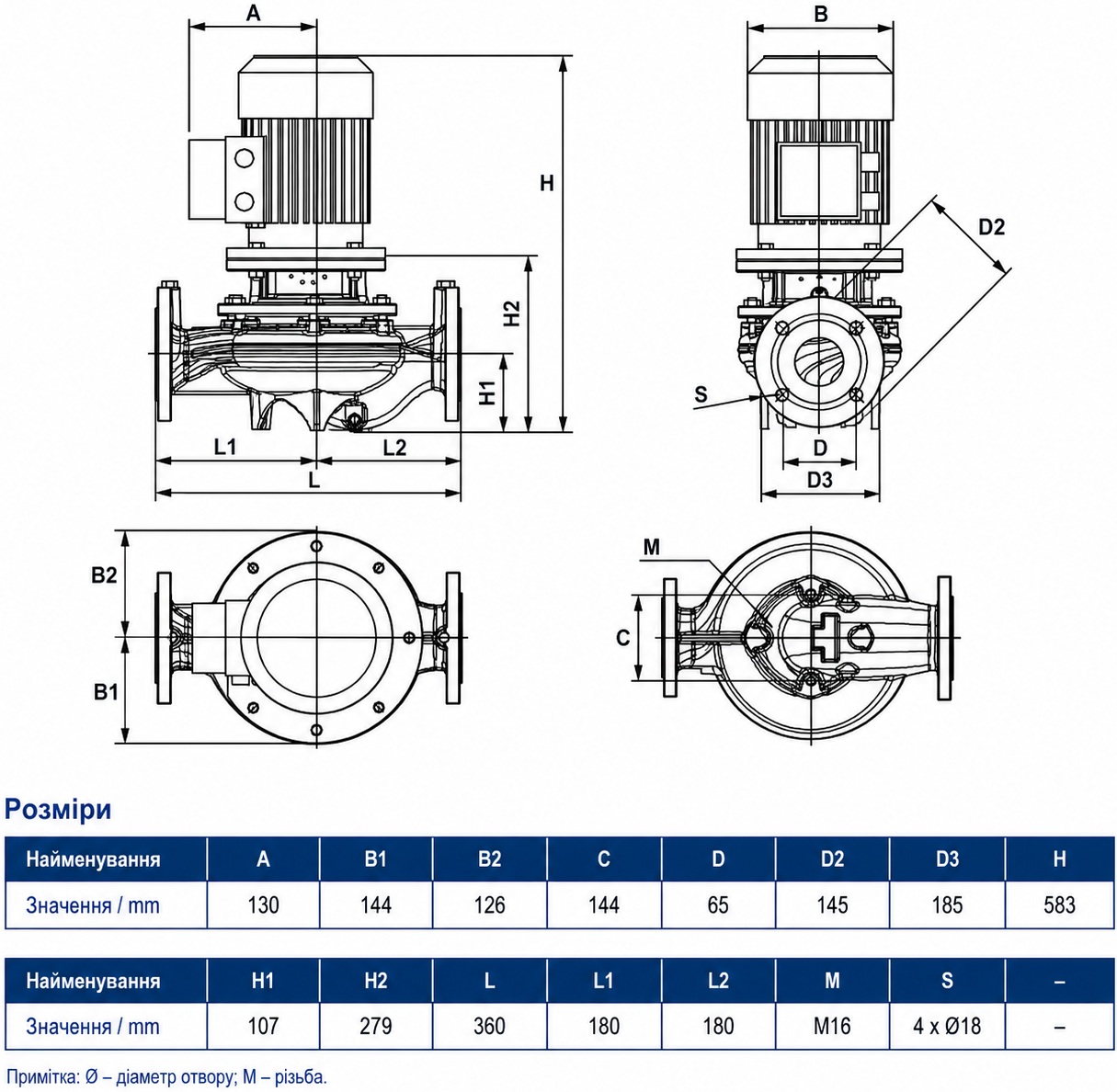 DAB CP-G 65-1900/A/BAQE/2.2 IE3 (1D4111G6U) Габаритные размеры