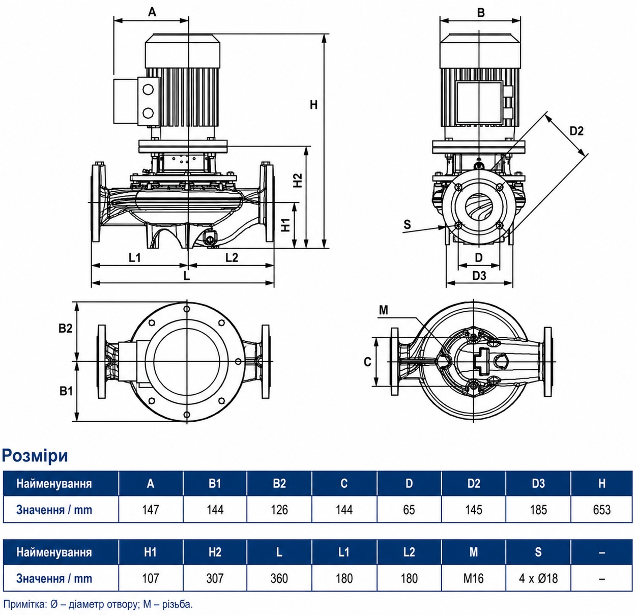 DAB CP-G 65-2280/A/BAQE/3 IE3 (1D4111G7V) Габаритные размеры