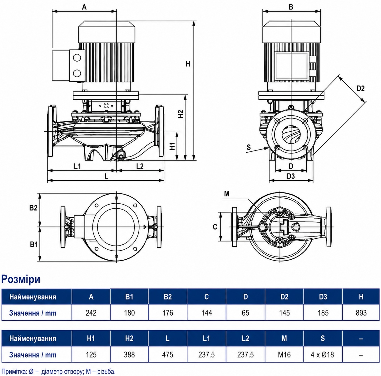 DAB CP-G 65-5500/A/BAQE/15 IE3 (1D4311GCV) Габаритные размеры