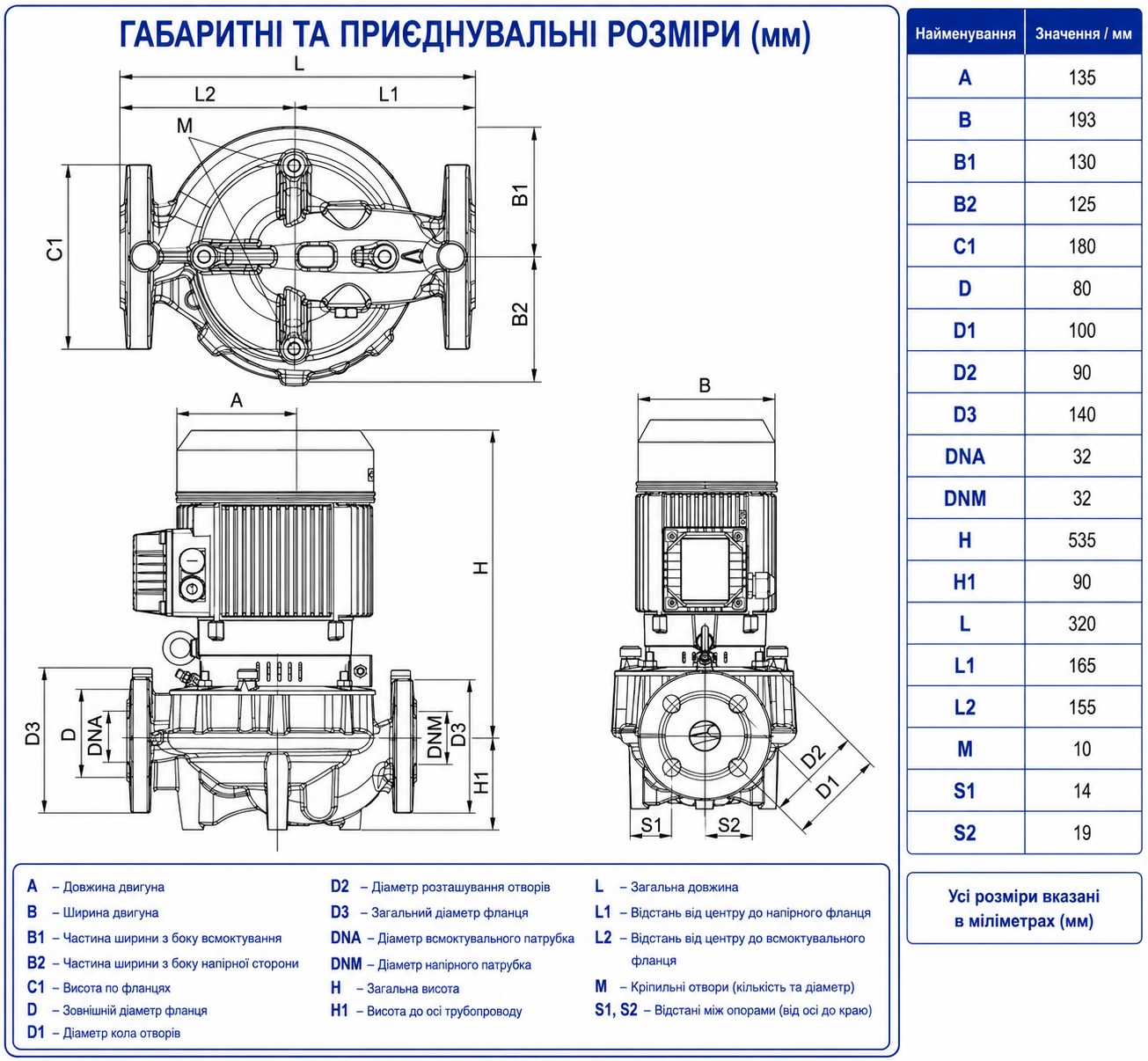 DAB CP2 32-4000/P/BQQE/4 IE3 (60209874) Габаритні розміри