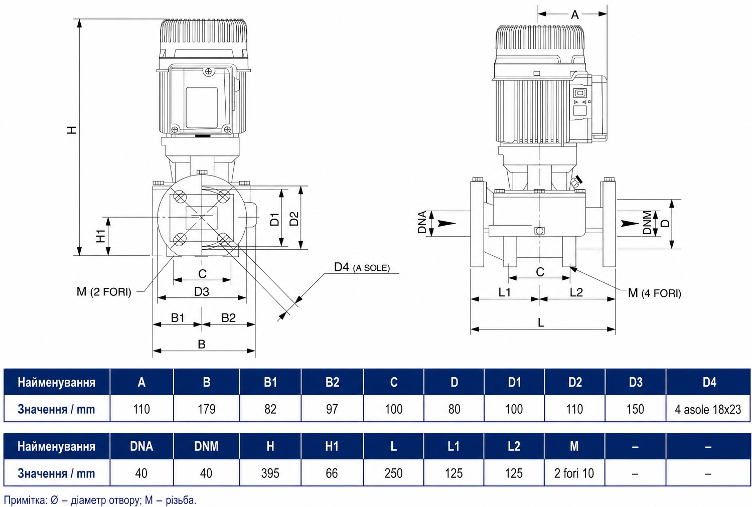 DAB KLP 40-1800/BQQE IE3 (60214732) Габаритные размеры