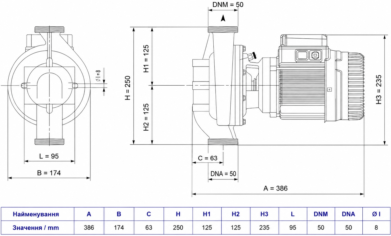 DAB ALP 2000/BQQE (60214702) Габаритные размеры