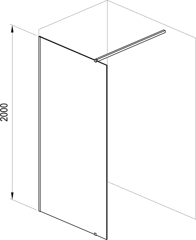 Ravak Walk-In Wall 90 чорний+transparent (GW9W70300Z1) Габаритні розміри