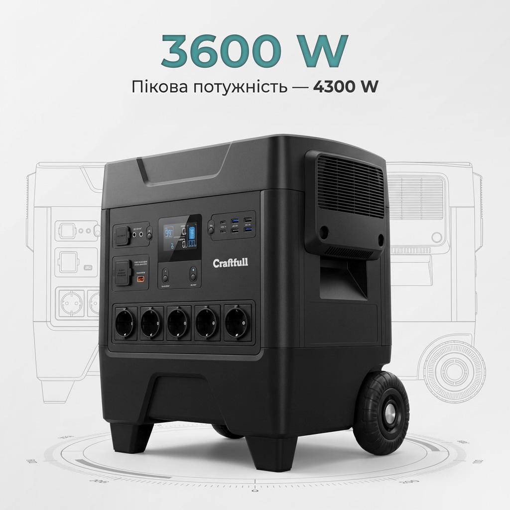 в продажу Портативна зарядна станція Craftfull Powerstation Fast Charge PS3600, 2000Вт / 3248Вт*год - фото 3