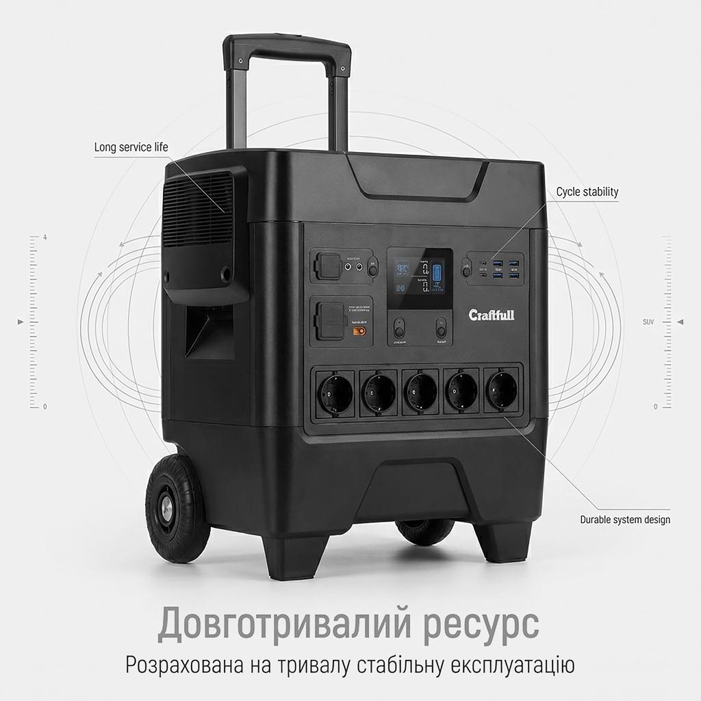 Портативна зарядна станція Craftfull Powerstation Fast Charge PS3600, 2000Вт / 3248Вт*год зовнішній вигляд - фото 9