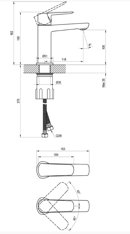 Ravak Life LF 012.00CR (X070470) Габаритні розміри