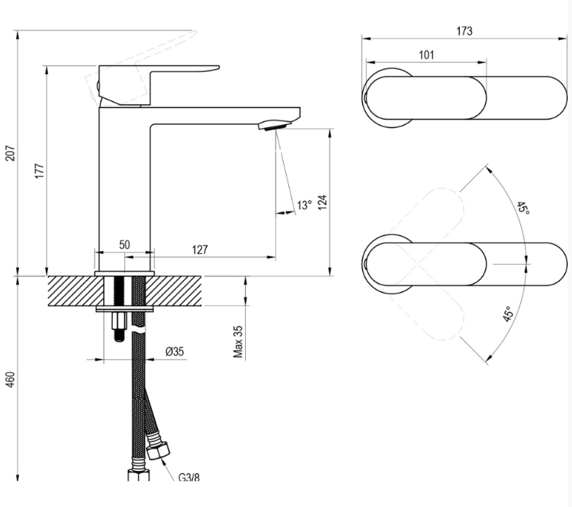 Ravak Chrome II CR II 014.00CR (X070446) Габаритні розміри