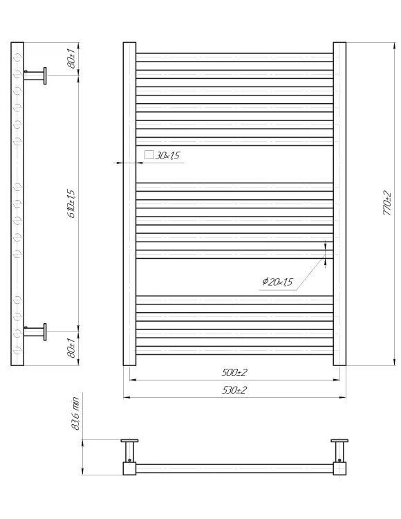 Mario INOX Гера 770х530/500 (1.4.048291.LG) Габаритные размеры