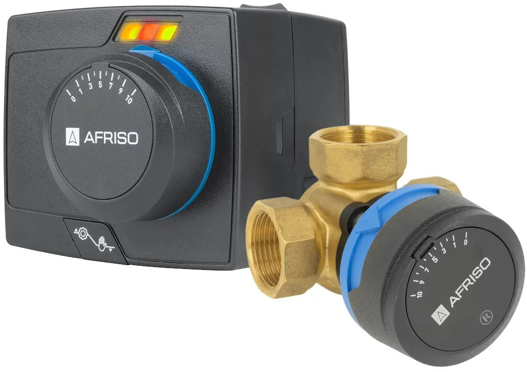 Трехходовой клапан с электроприводом Afriso Control set ProClick: ARV385 Rp 1¼", Kvs 7, 5-19 + ARM343 (1338554)