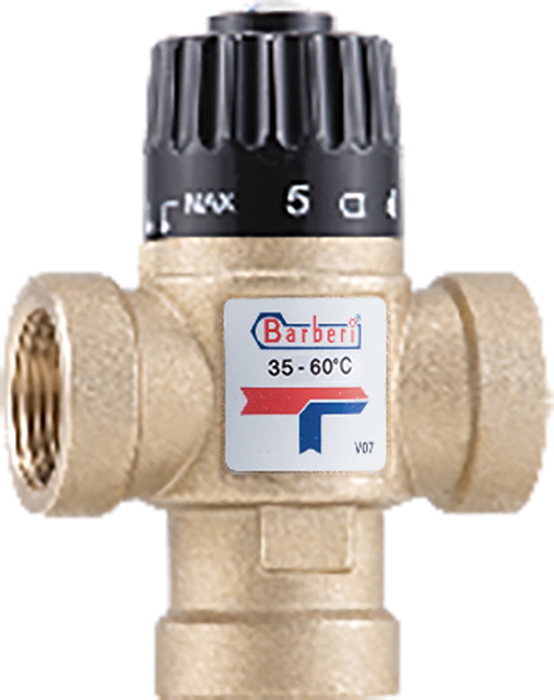Трехходовой клапан термостатический Barberi 35-60°С DN20, Rp 3/4" M, Kvs 1.6 (V070200AB) в Киеве